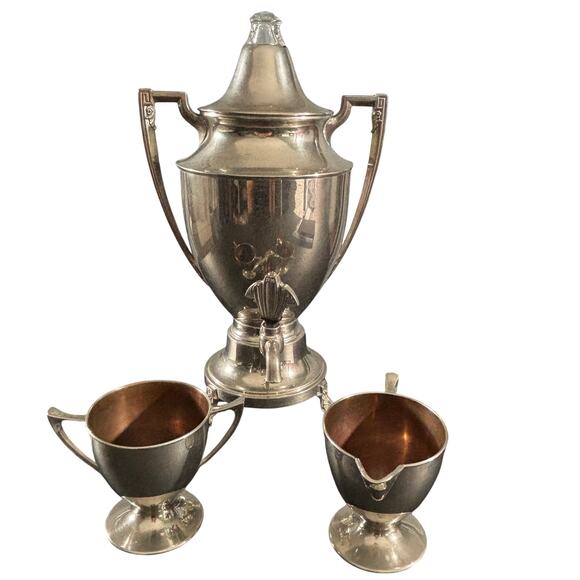 Royal Rochester Chrome Vintage Electric Coffee Pot Percolator 3PC Set - Picture 1 of 10